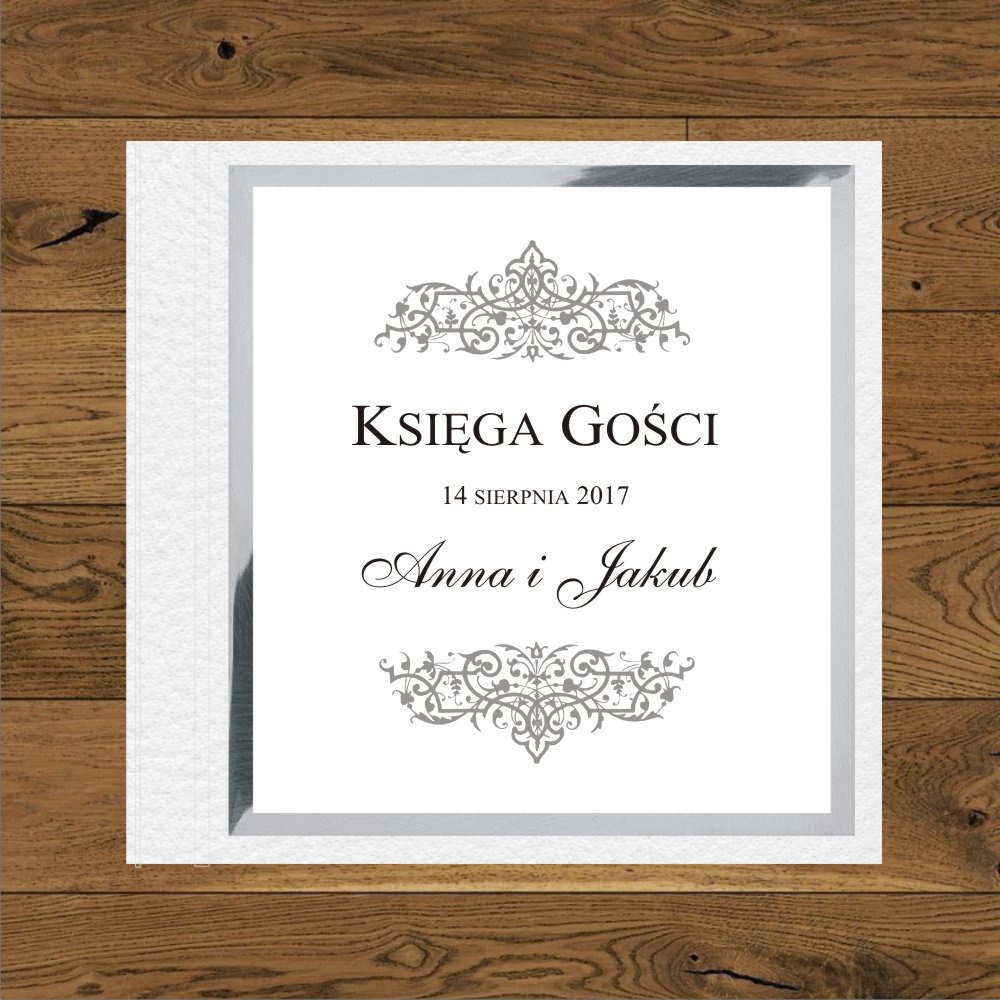 Księgi Gości - twarda oprawa - Księga Gosci Oliwia Srebrna Księga biała i mirror