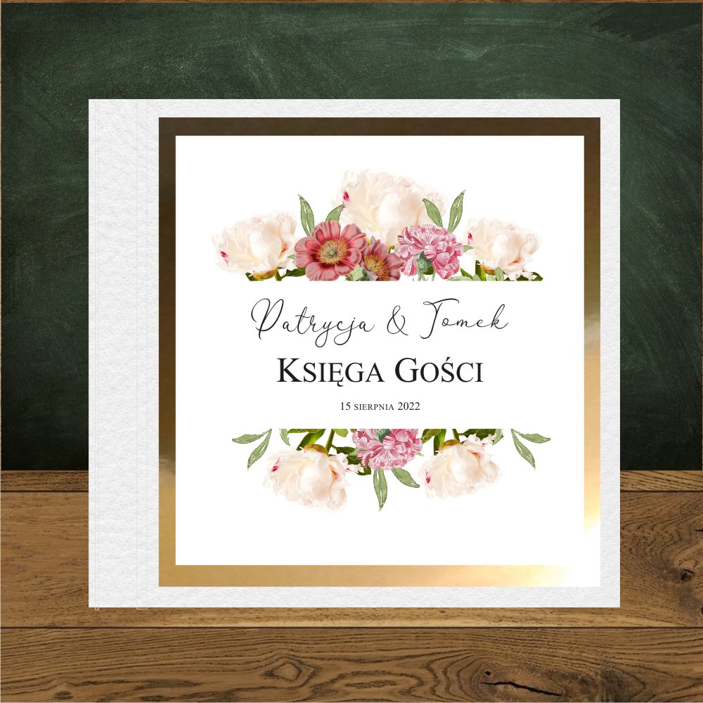 Księgi Gości - twarda oprawa - Księga gości. Kwiaty romantyczny ogród -goździk
