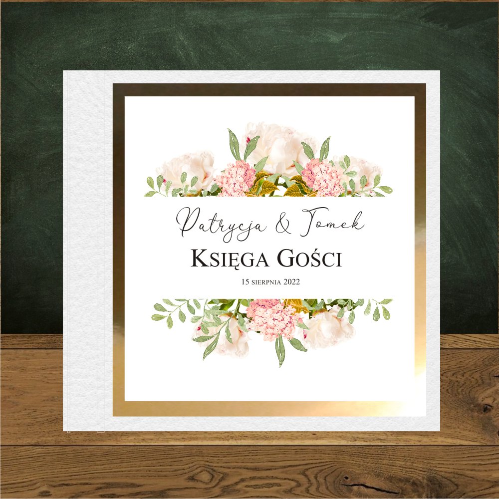 Księgi Gości - twarda oprawa - Księga gości wesele. Kwiaty romantyczny ogród