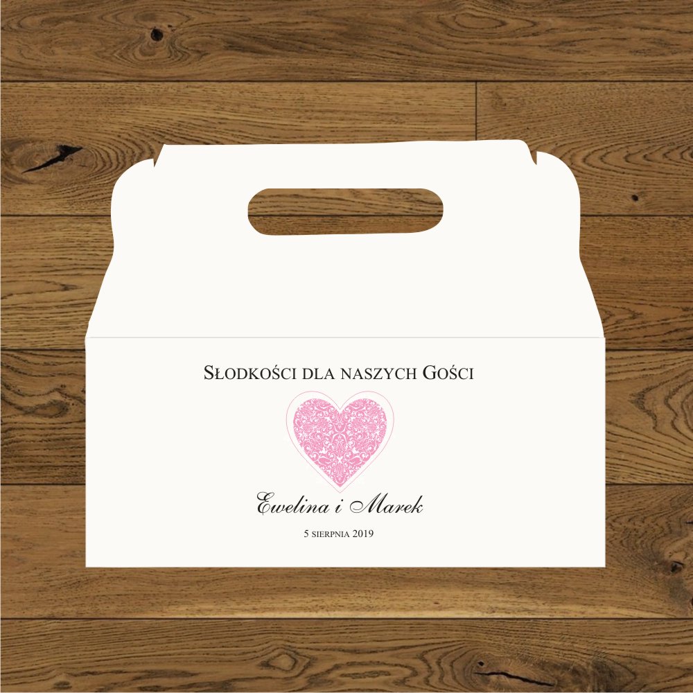 Pudełka na ciasto - Pudełka na ciasto weselne Serce różowe