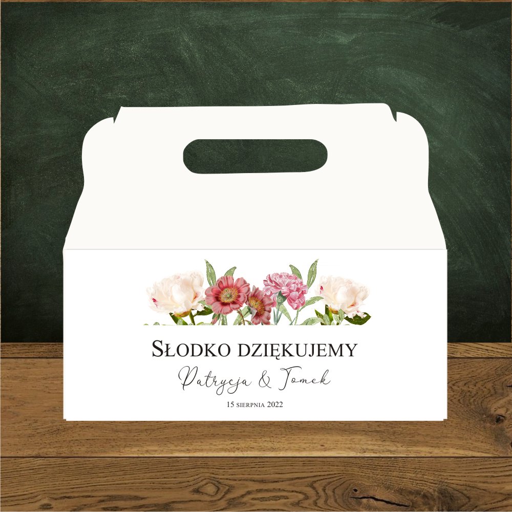 Pudełka na ciasto - Pudełka na ciasto.Kwiaty romantyczny ogród -goździk