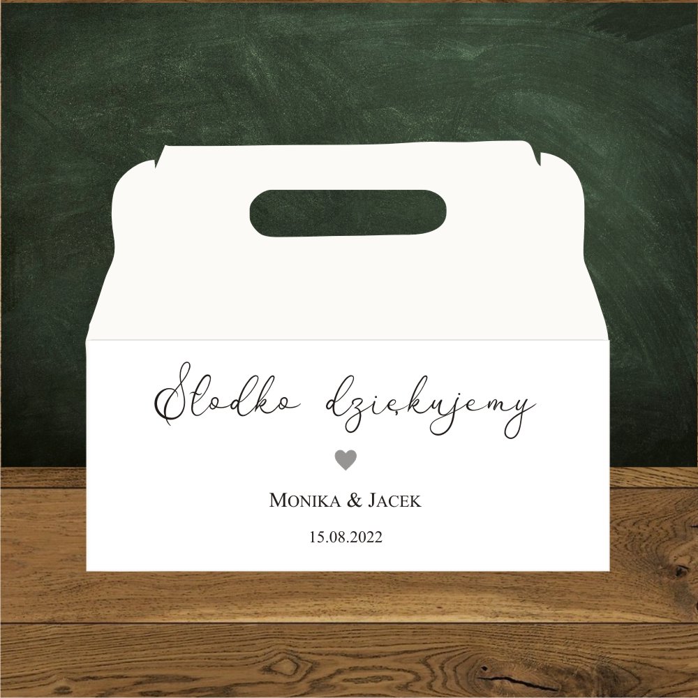 Pudełka na ciasto - Pudełka na ciasto weselne.Serduszko srebrne mini - Flanella