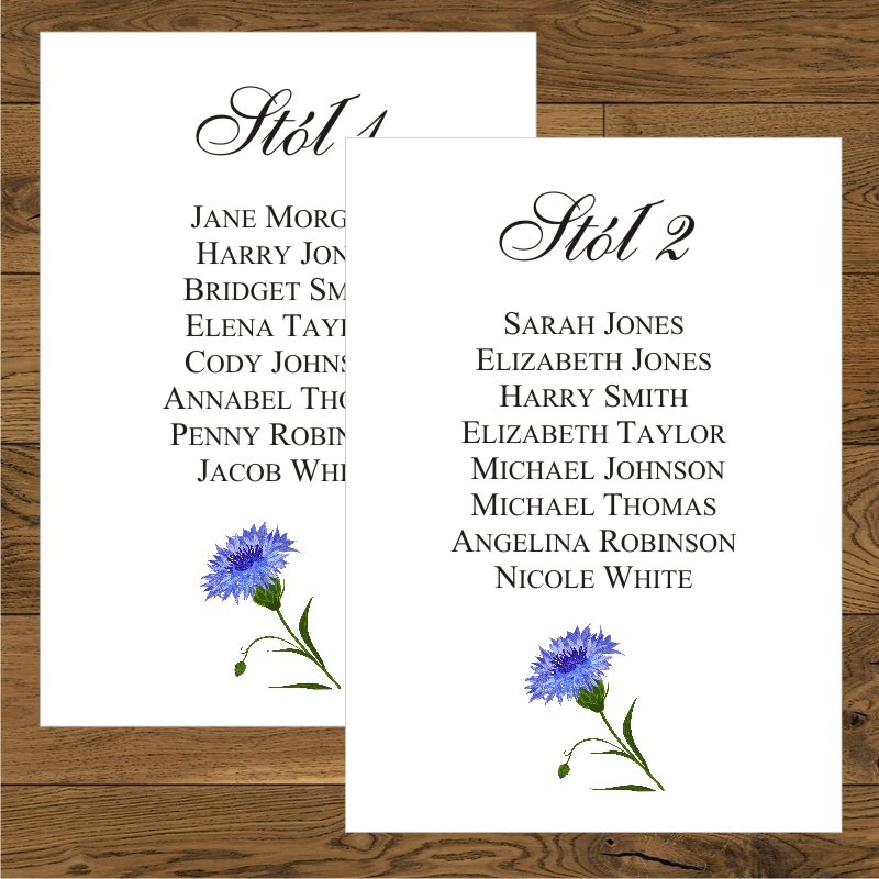 Plan stołów – same kartki - Chabry