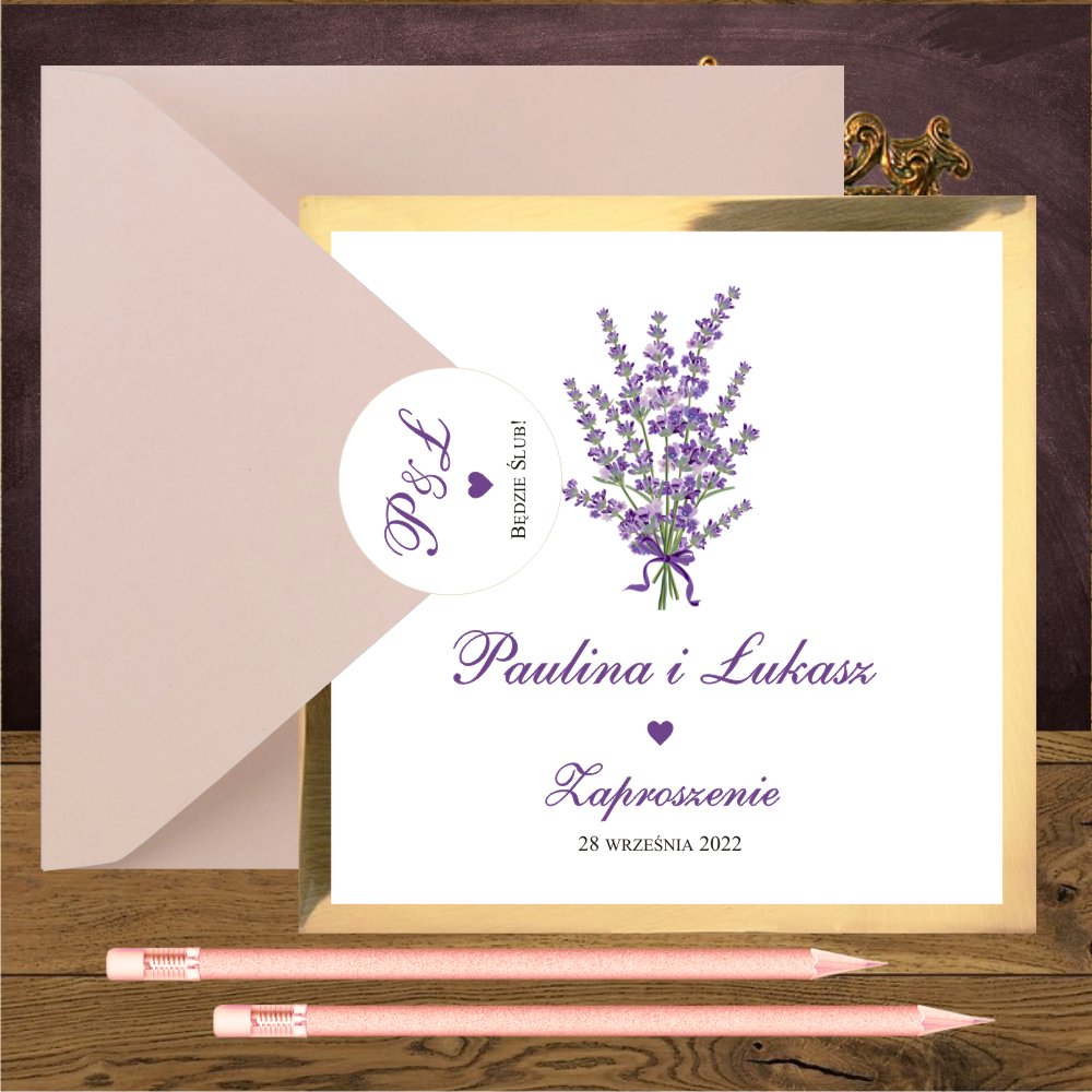 glamour - Zaroszenia na ślub boho z elementami glamour. Kwadratowe, na złocie. Lawenda